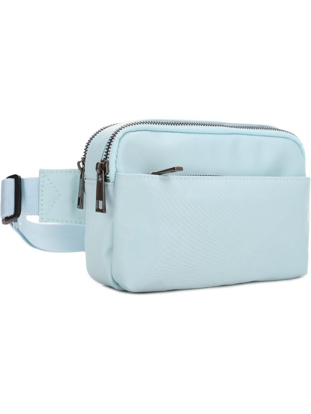 Stylish Light Blue Crossbody Nylon Waist Pack | Adjustable Buckle Strap, Multi